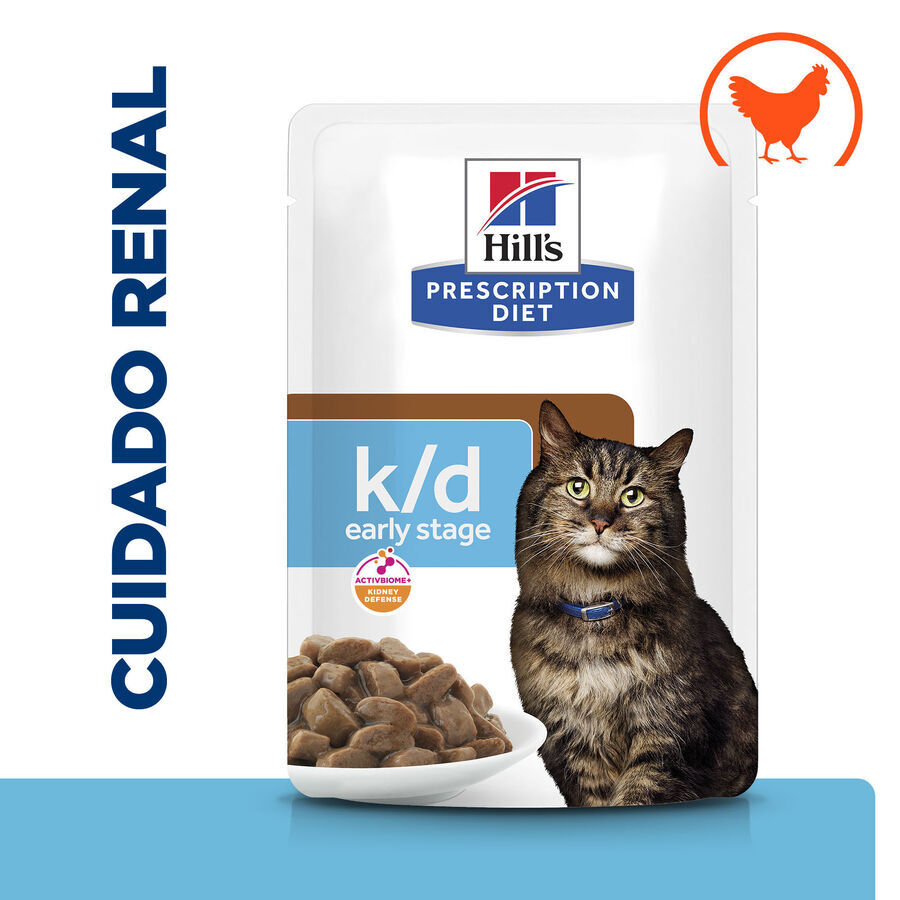 12 sobres x 85 g Hill's Prescription Diet Early Stage Kidney Care k/d Pollo sobre en salsa para gatos, , large Imagen numero 2